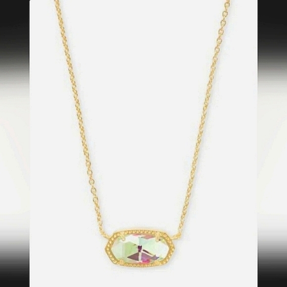 NEW Elisa Kendra Scott Dichroic Glass Gold Necklace - Picture 5 of 14